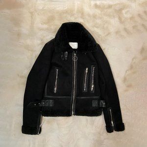 Zara faux fur sherpa moto jacket